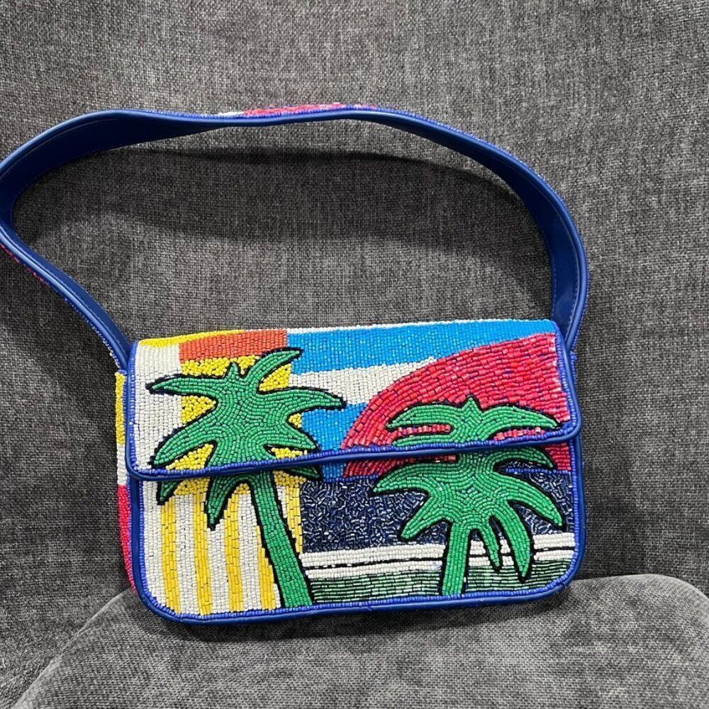 Staud  Tommy Beaded Bag Palm Tree Tommy Palms